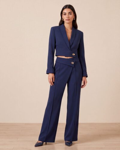 Set elegant blue me xhakete dhe pantallona
