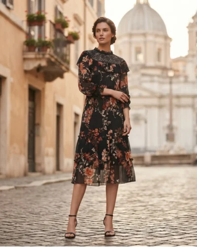 Fustan elegant me print floral